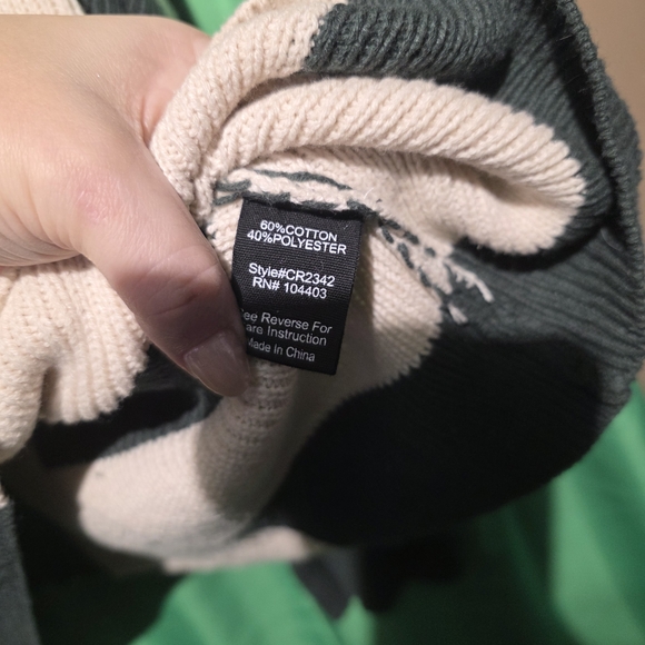 Blu Pepper Green and Cream Colorblock Sweater Size Large PTP 26 - Picture 5 of 5